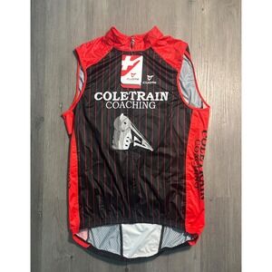 Cuore Cycling Vest Mens XL Black Red Pinstripe Wind Shield Splash Cole Train